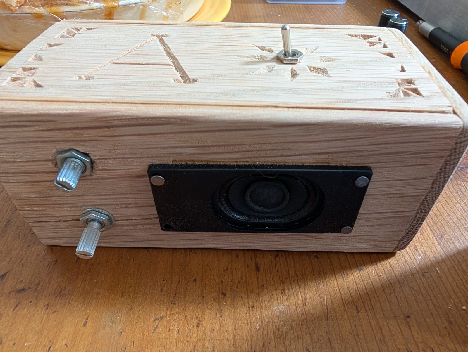 Unfinished box with chip carving